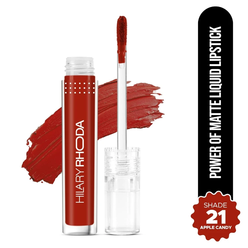 Hilary Rhoda Power Of Matte Liquid Lipstick | Buildable Colour | Long Lasting & Matte Finish | Lightweight & Non-Drying Formula | Smudge Proof & Non-Transferable | 3ml (Apple Candy - Shade 21) - Thumbnail 2
